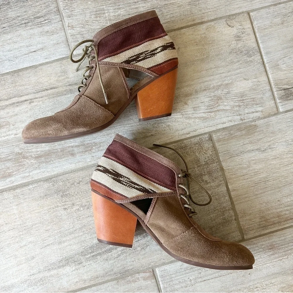 Anthropologie Latigo Soleil Suede Lace Up Bootie